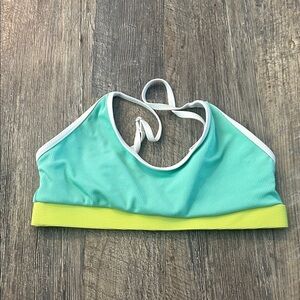 Aqua and Yellow Women's Swim Top